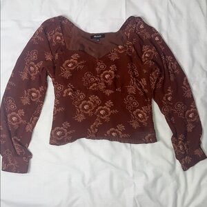 Madewell Brown Floral Long Sleeve Blouse